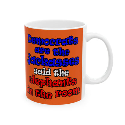 donkeys and elephants - White Mug (orange)