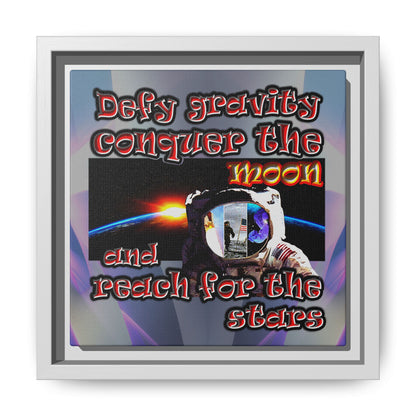 defy conquer reach - framed canvas art (grey-pink wave)