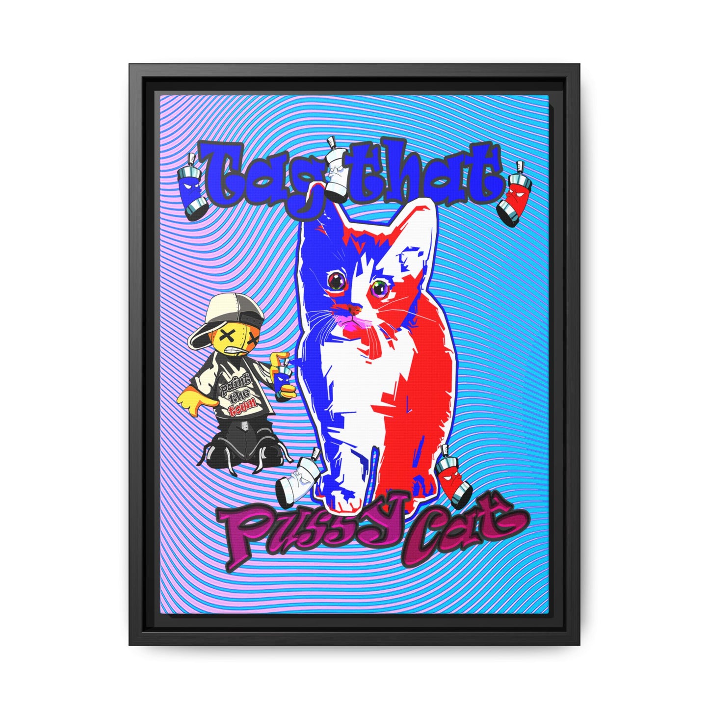 tag that - framed canvas art (light blue-purple wave)