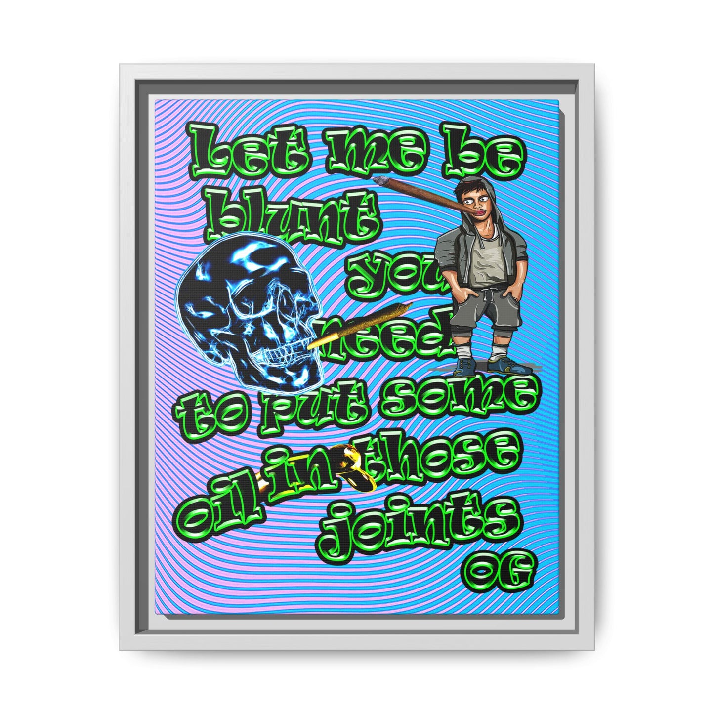 og - framed canvas art (light blue-purple wave)