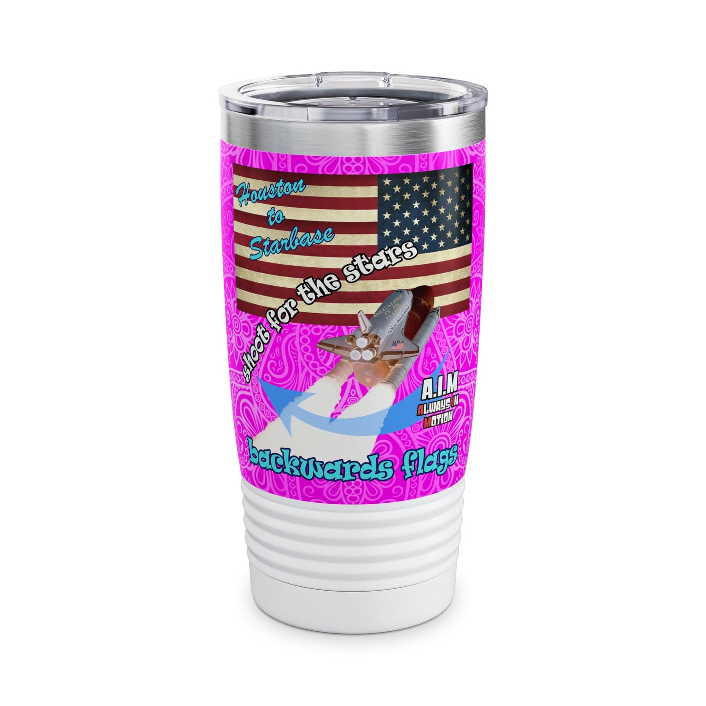 shoot for the stars - Ringneck Tumbler, 20oz (pink swirl)