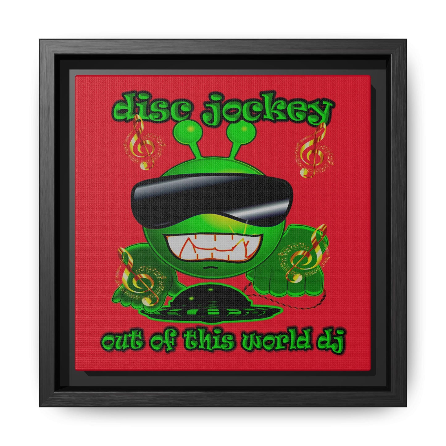 disc jockey - framed canvas art (dark red)
