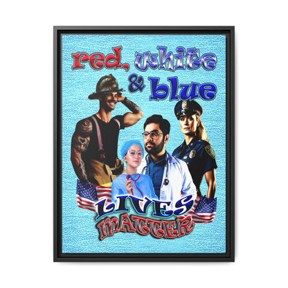 rw&b lives matter - framed canvas art (faded blue)