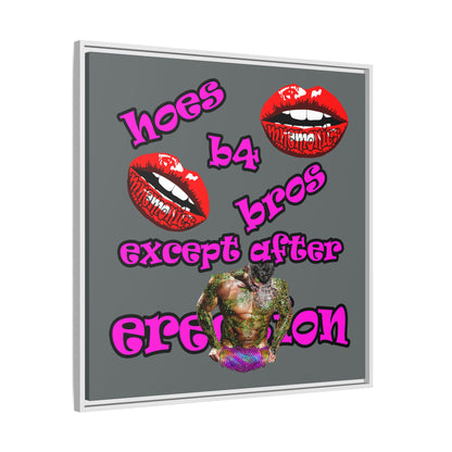 hoes b4 bros - framed canvas art (dark grey)
