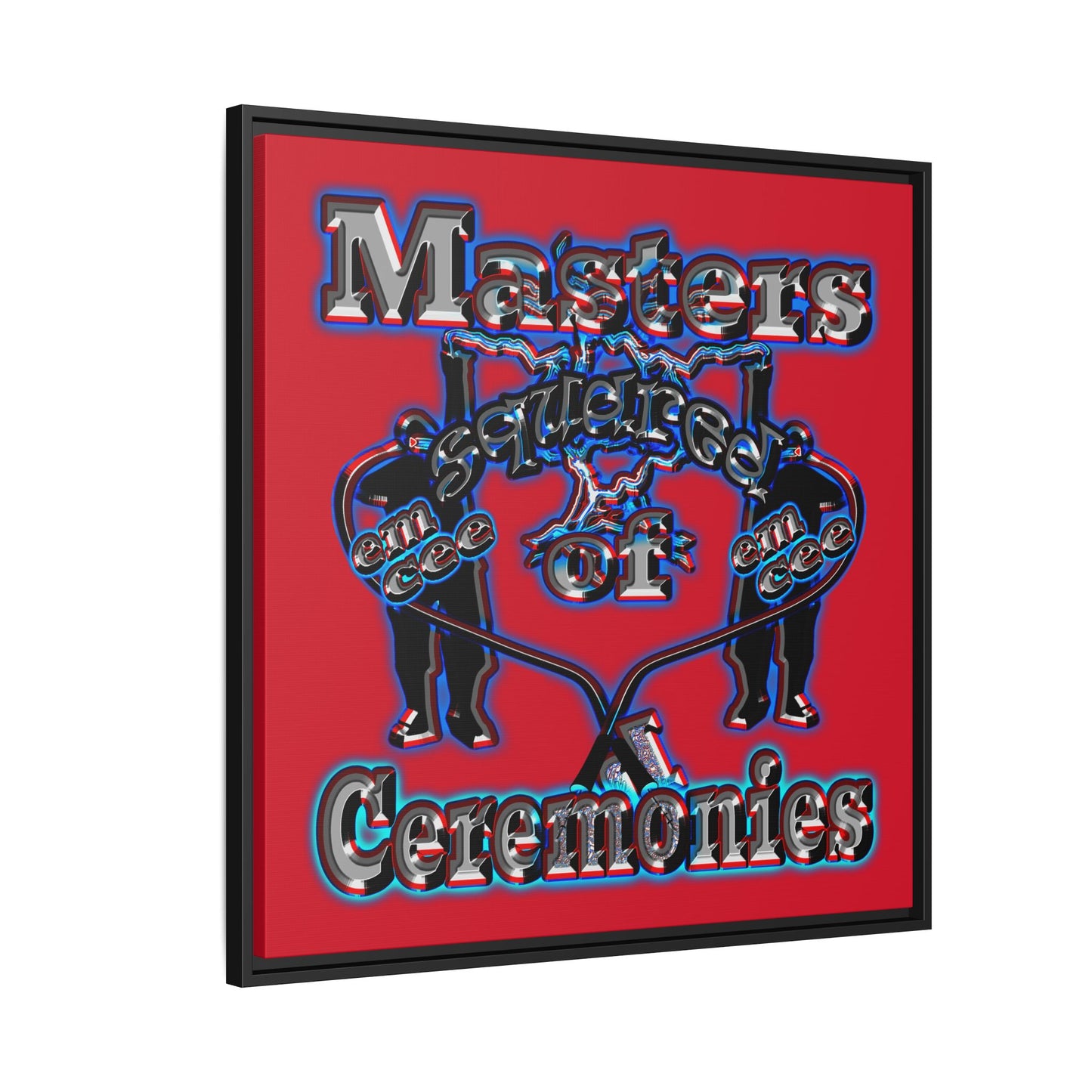 em cee squared - framed canvas art (dark red)