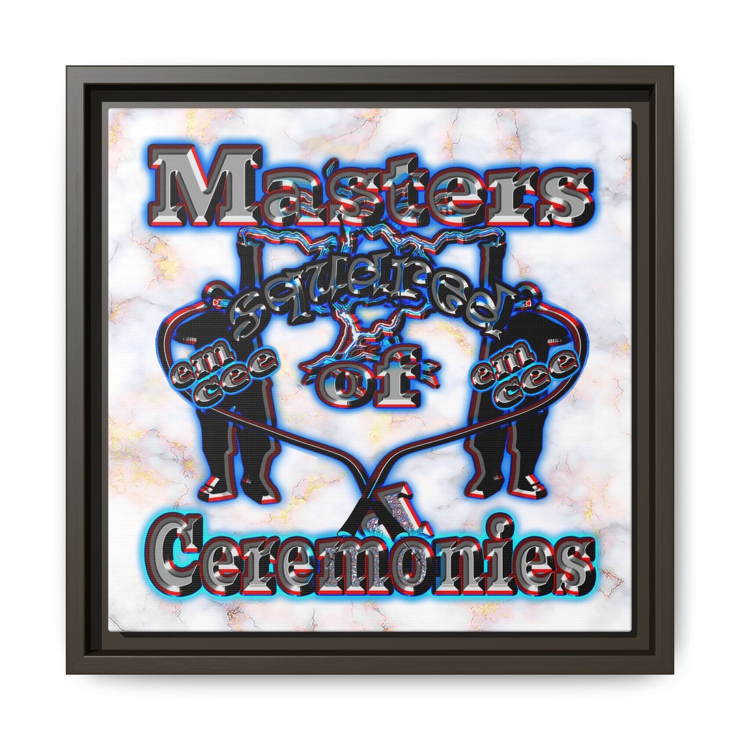 em cee squared - framed canvas art (white marble)