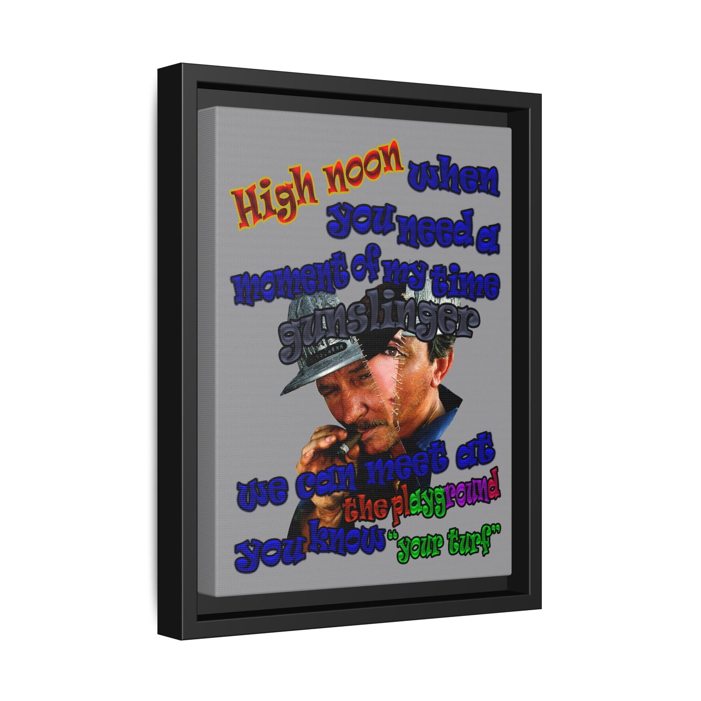 high noon - framed canvas art (grey)
