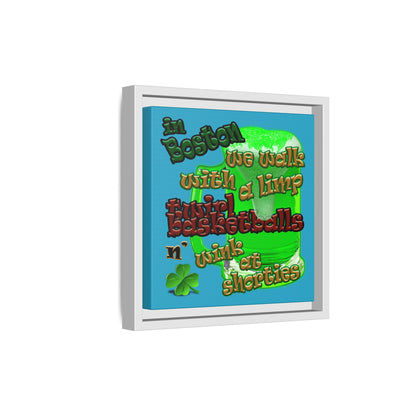 celtics logo - framed canvas art (turquoise)