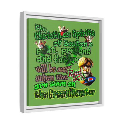 christmas spirits of boston - framed canvas art (green)