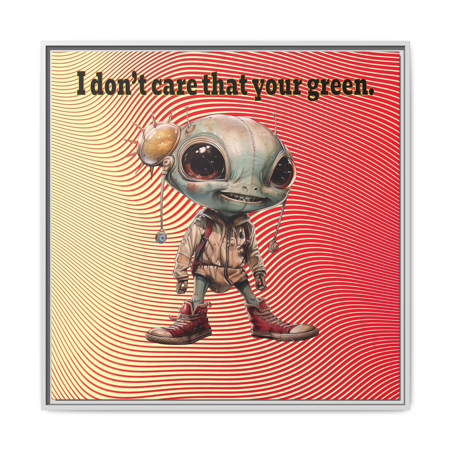 I don't care that your green - framed canvas art (yellow-orange wave)