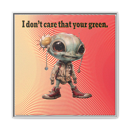 I don't care that your green - framed canvas art (yellow-orange wave)