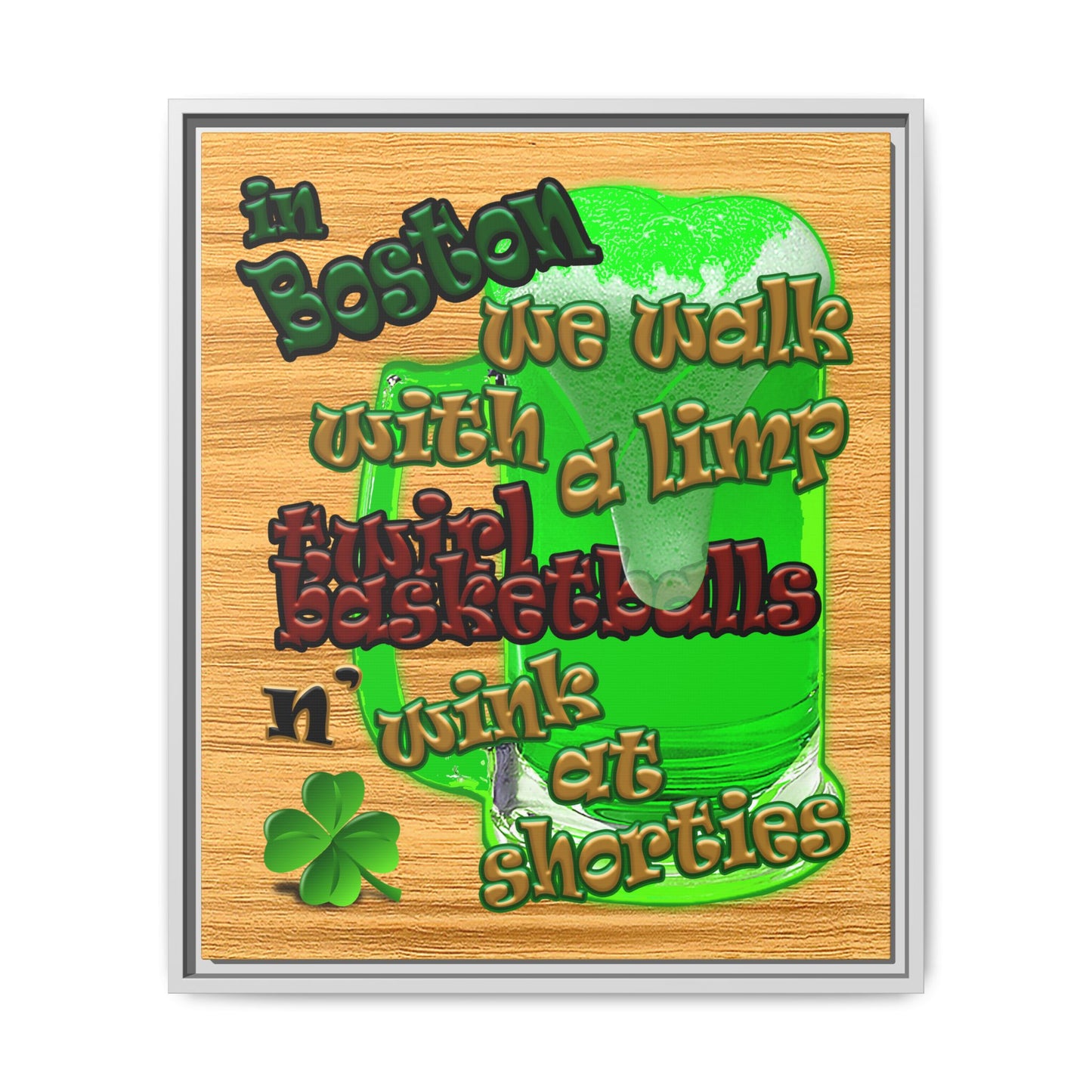 celtics logo - framed canvas art (butterscotch wood finish)