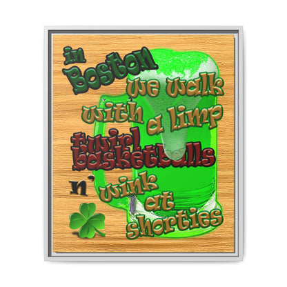 celtics logo - framed canvas art (butterscotch wood finish)