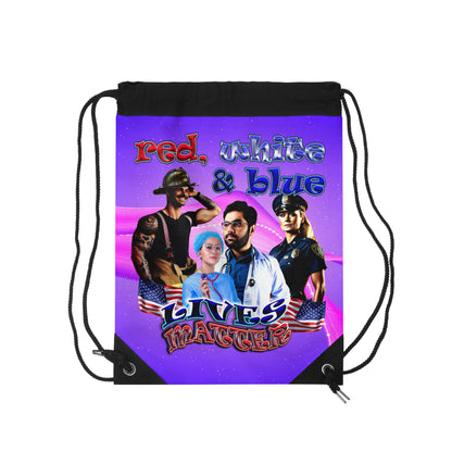 rw&b lives matter - Drawstring Bag (purple-pink wave)