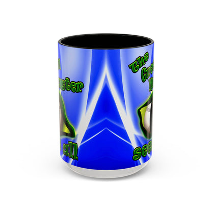 green monster - Accent Mug (blue-white wave)
