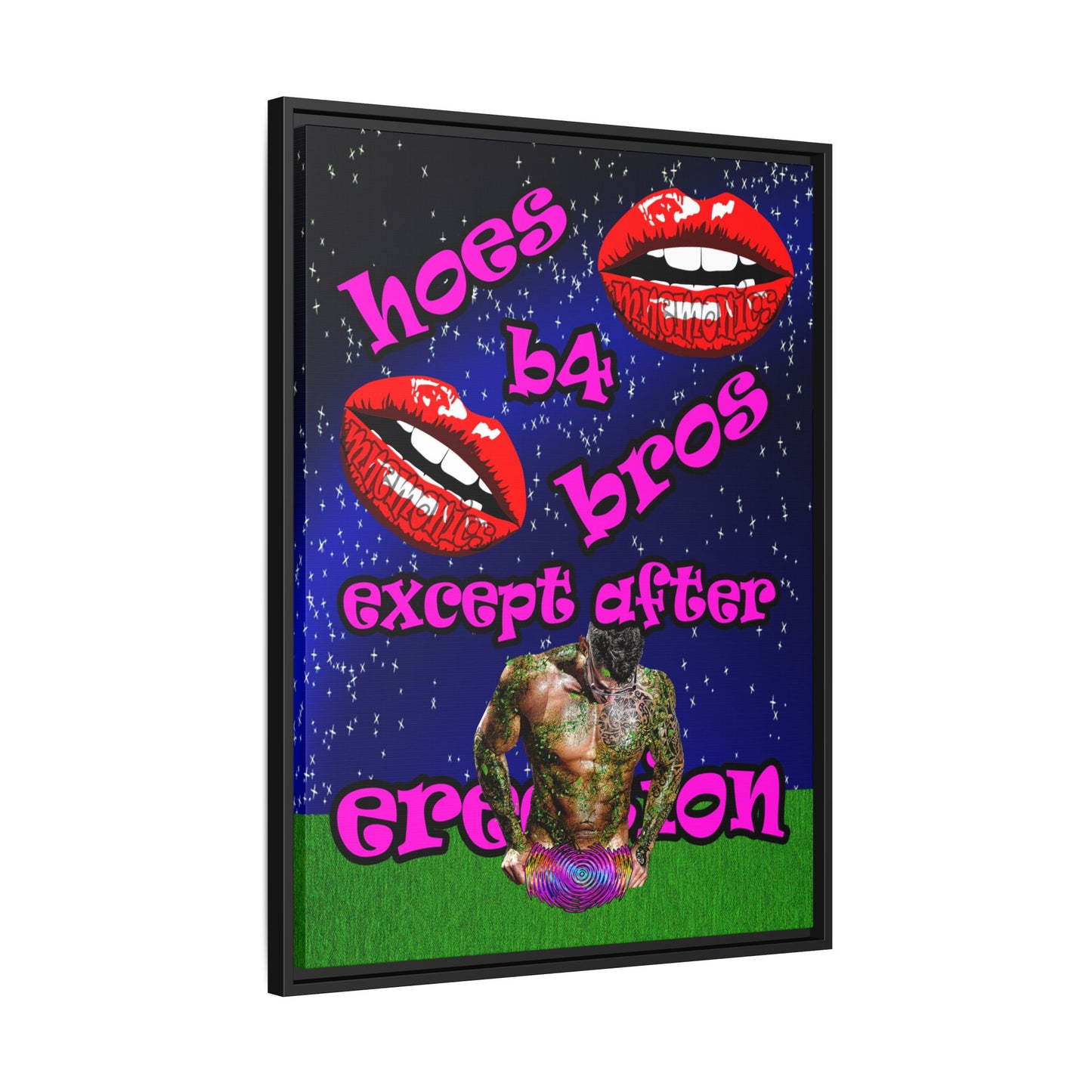 hoes b4 bros - framed canvas art ('snoops' background)