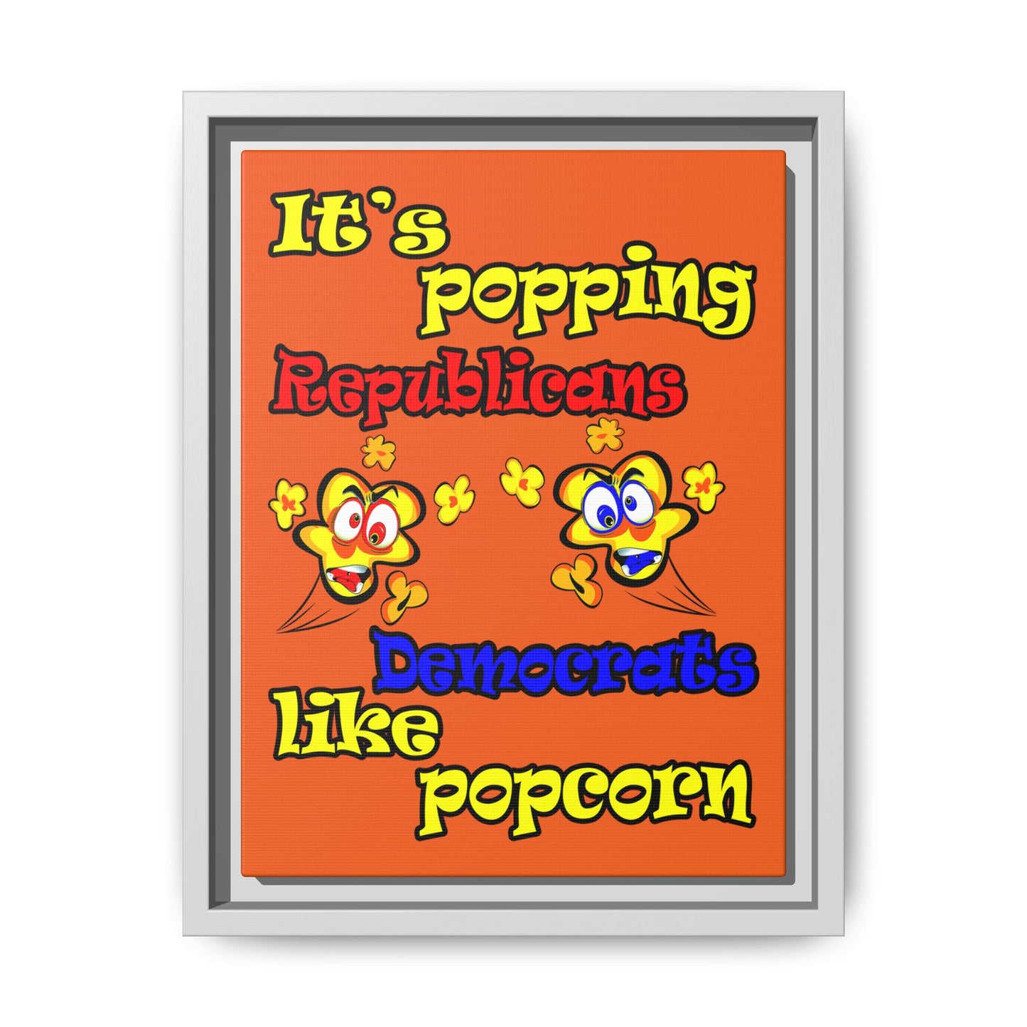 popping like popcorn - framed canvas art (orange)