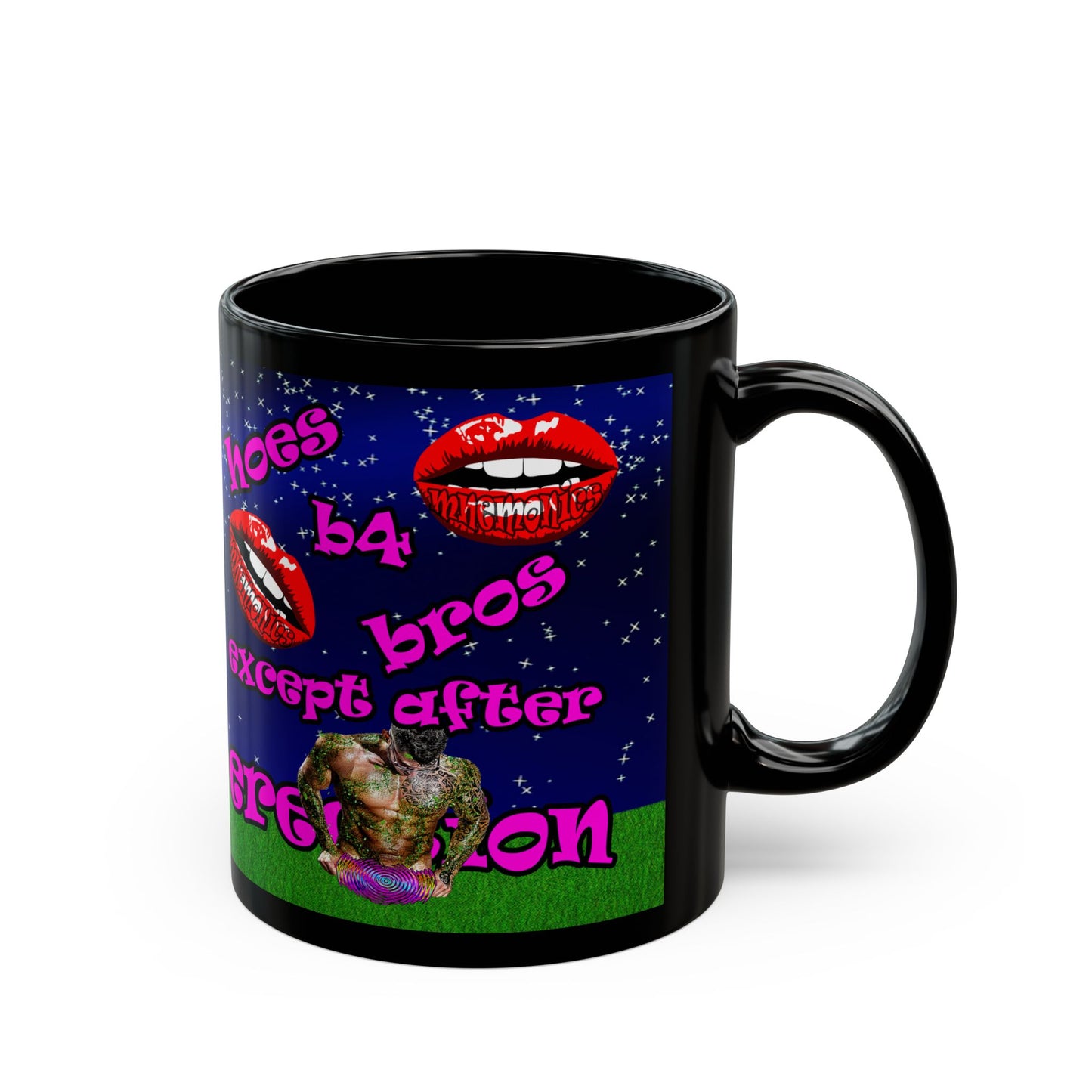 hoes b4 bros - Black Mug ('snoops' background)