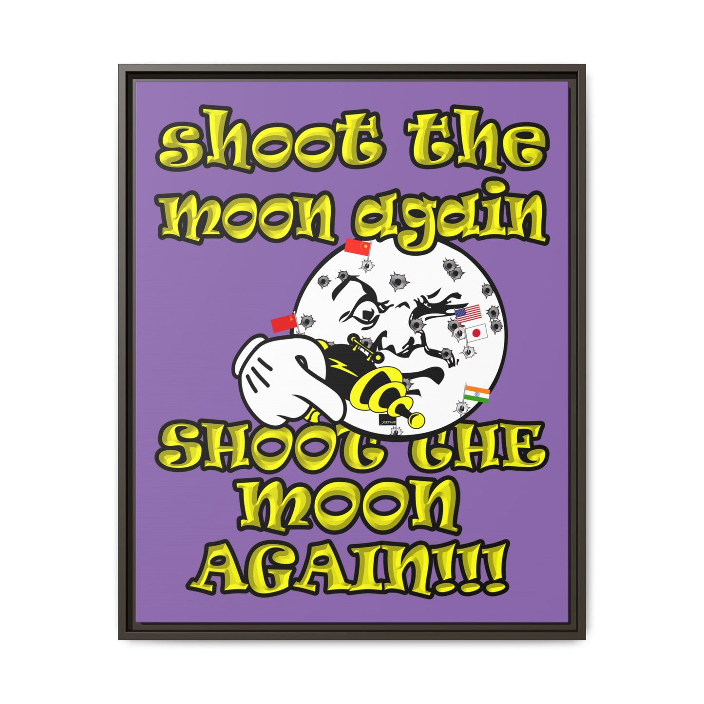 shoot the moon again - framed canvas art (light purple)
