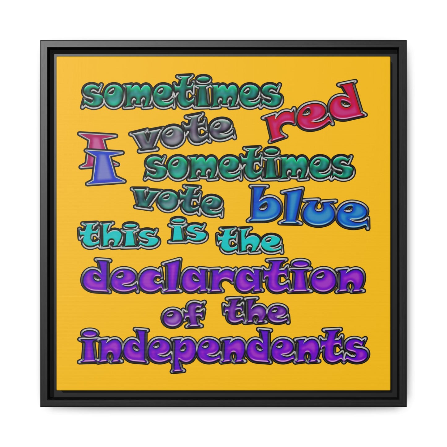 declaration of the independents - framed canvas art (yellow)