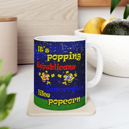 popping like popcorn - White Mug ('snoops' background)