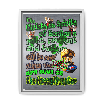 christmas spirits of boston - framed canvas art (brushed nickel)