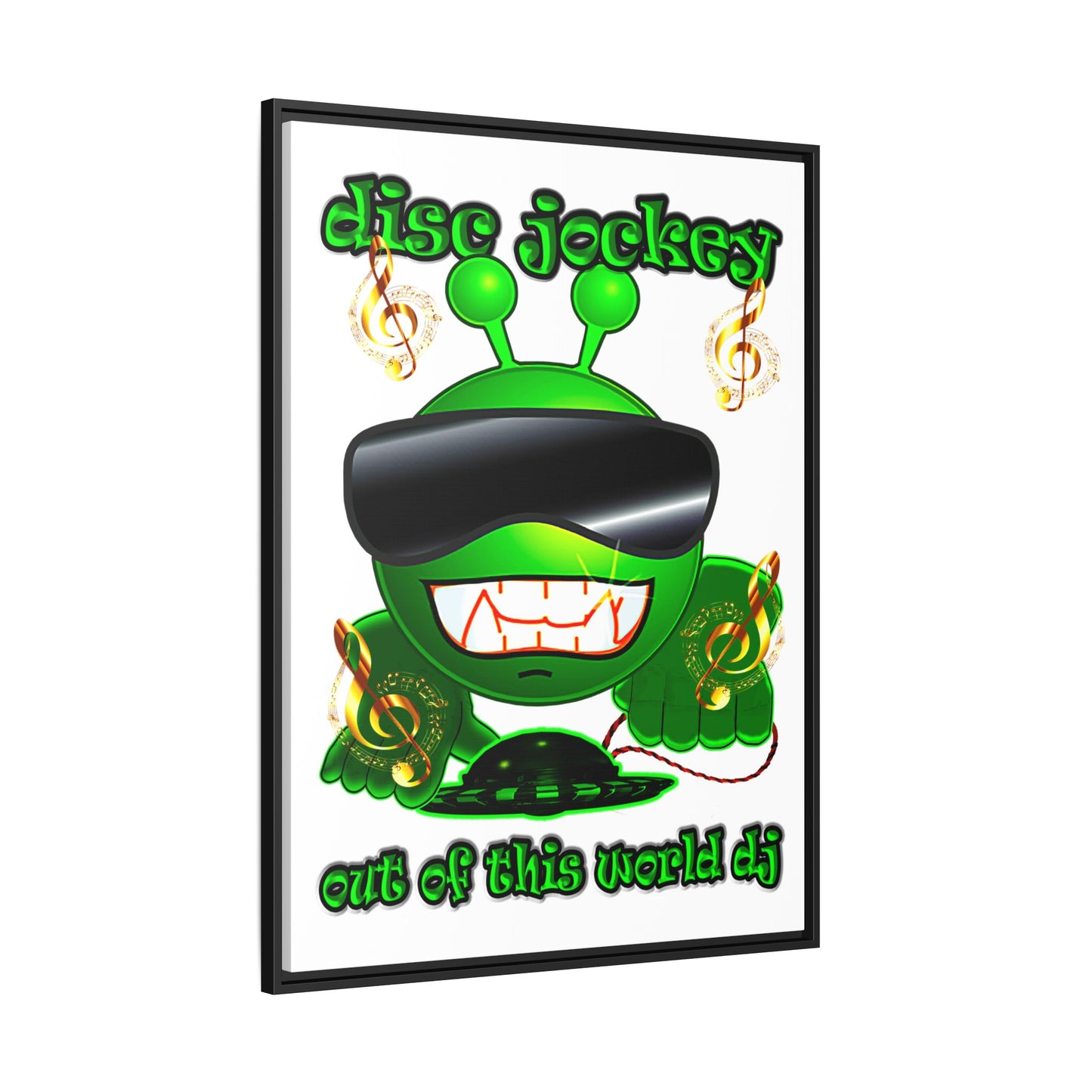 disc jockey - framed canvas art (white)