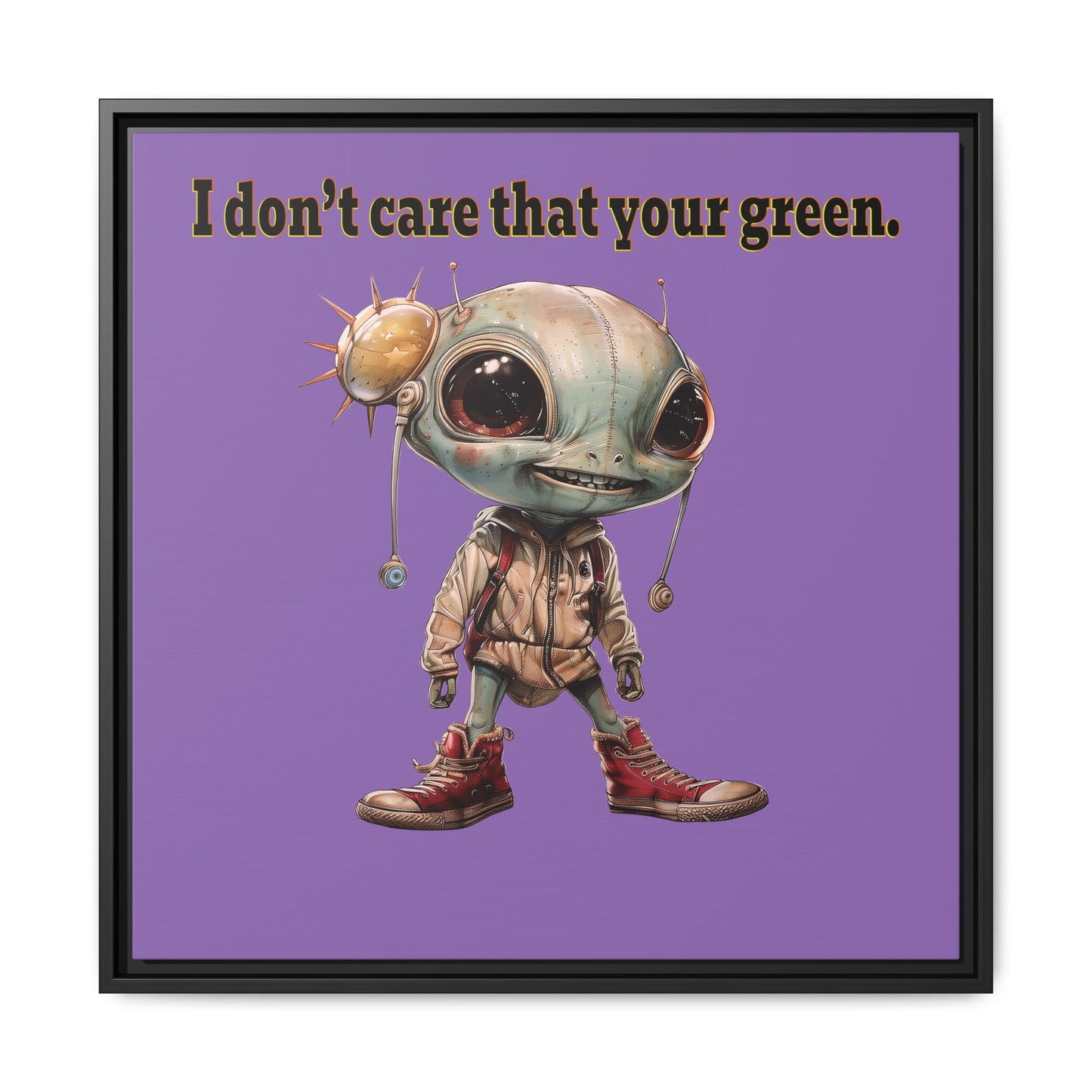I don't care that your green - framed canvas art (light purple)