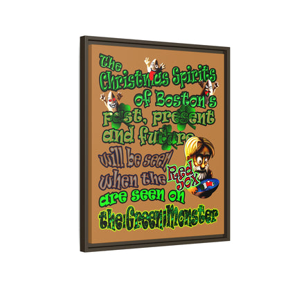 christmas spirits of boston - framed canvas art (light brown)