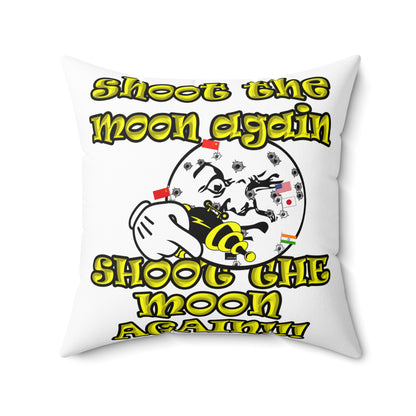 shoot the moon again - Spun Polyester Square Pillow - (white)