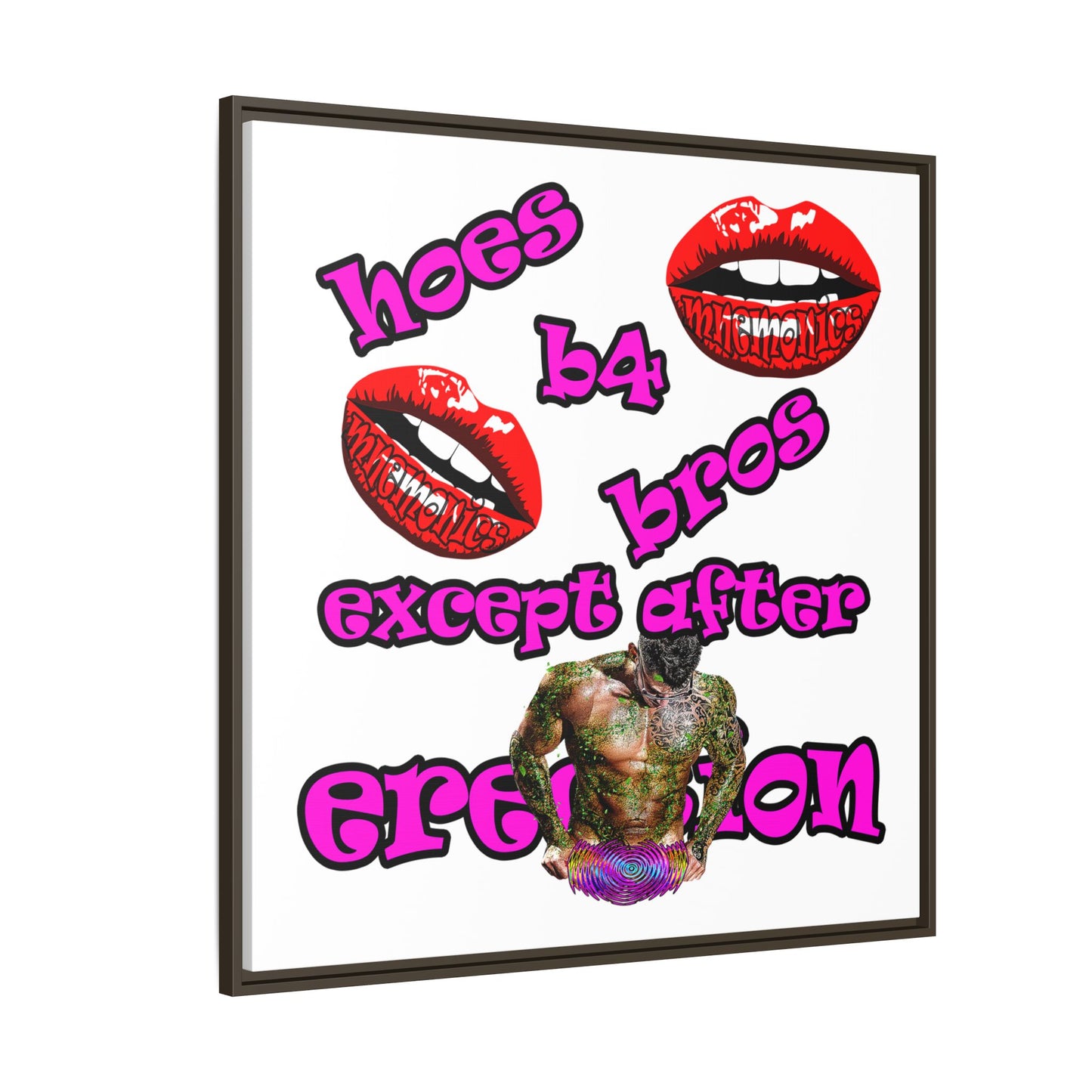 hoes b4 bros - framed canvas art (white)