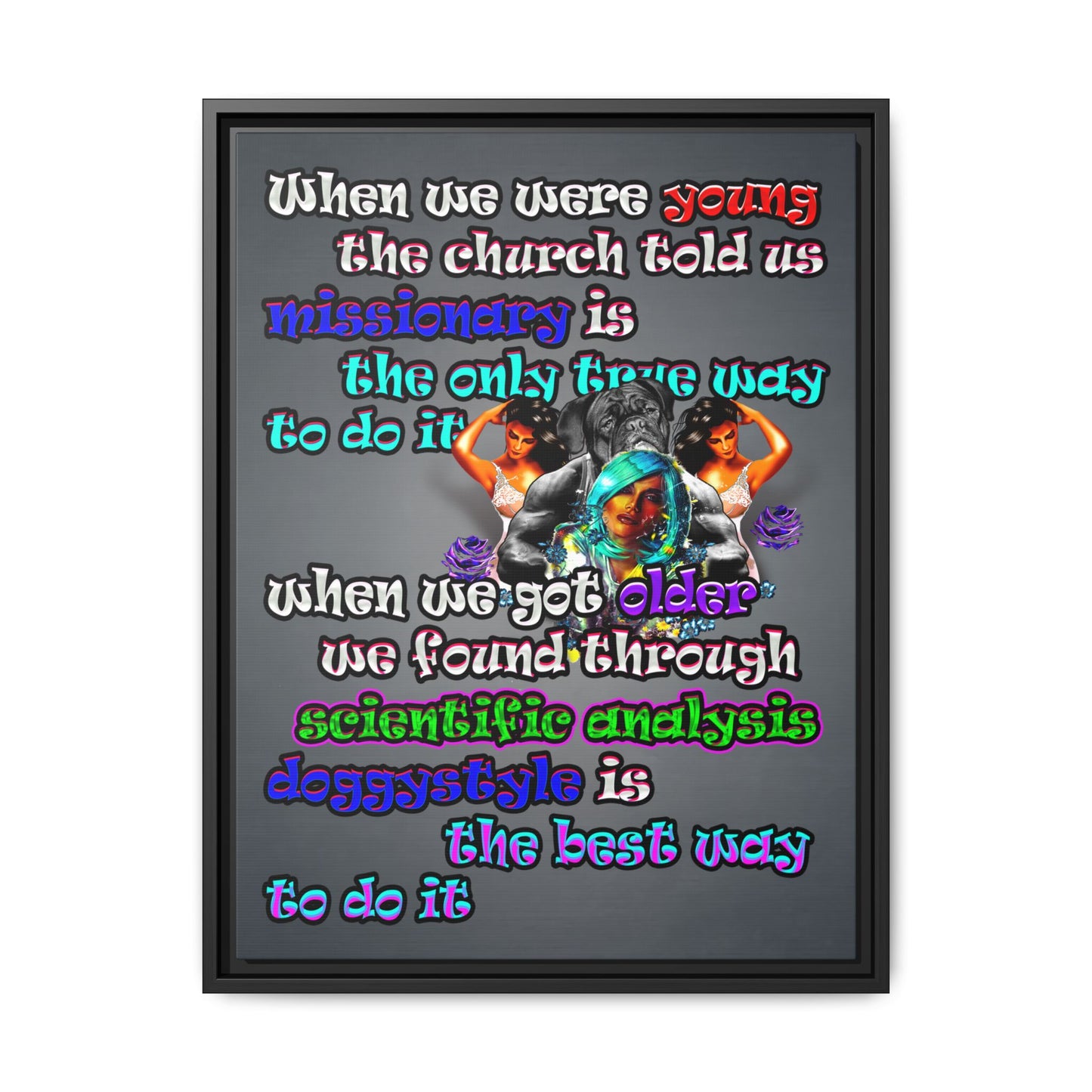 doggystyle - framed canvas art (grey-light grey)