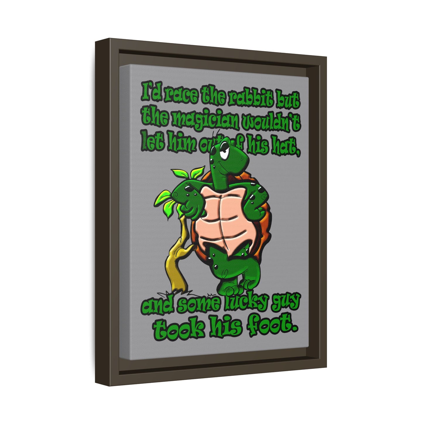 turtle race - framed canvas art (grey)
