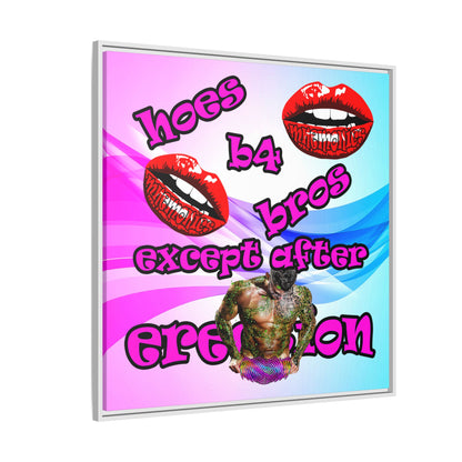 hoes b4 bros - framed canvas art (light blue-pink wave)