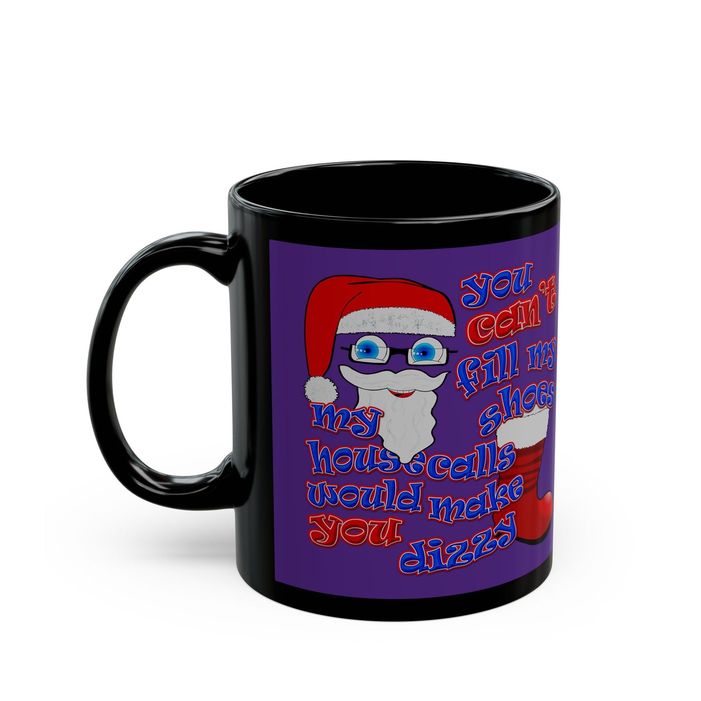 santa's shoes - Black Mug (purple)