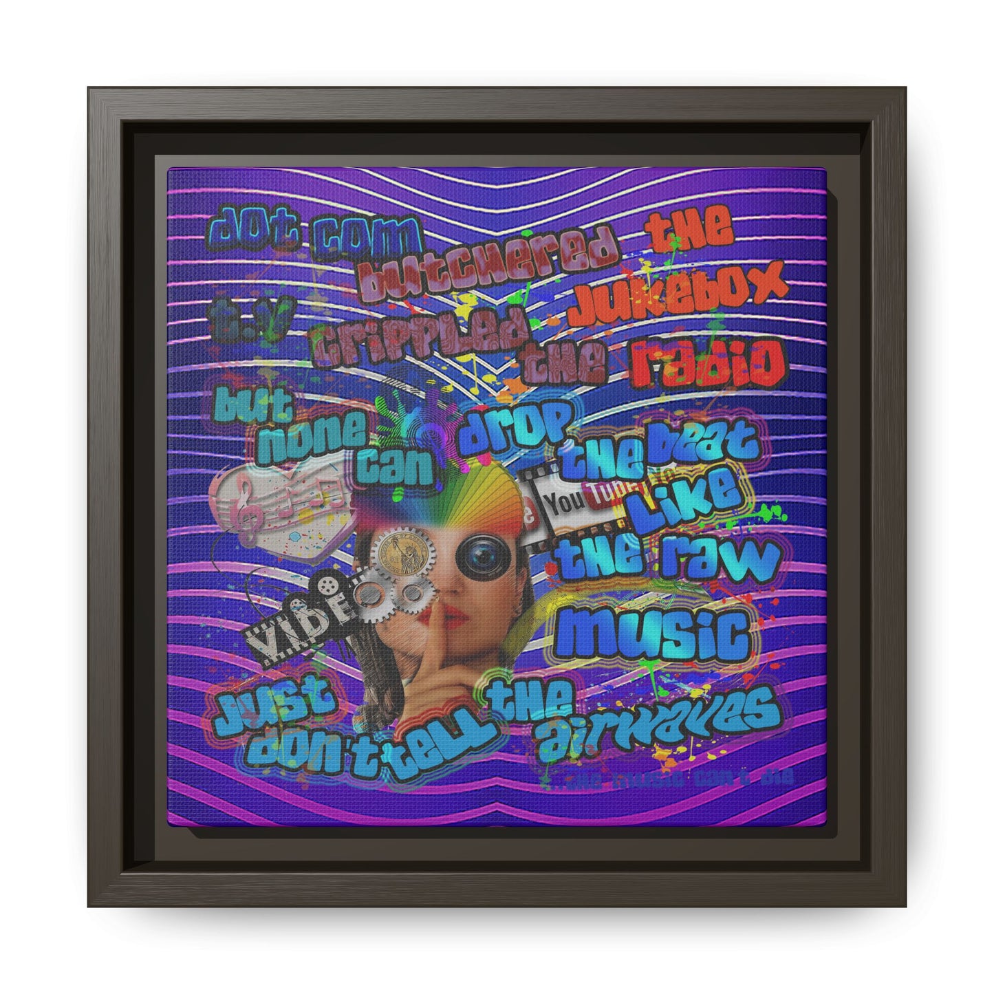 drop the beat - framed canvas art (purple wave)