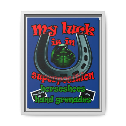 my luck - framed canvas art (dark blue)