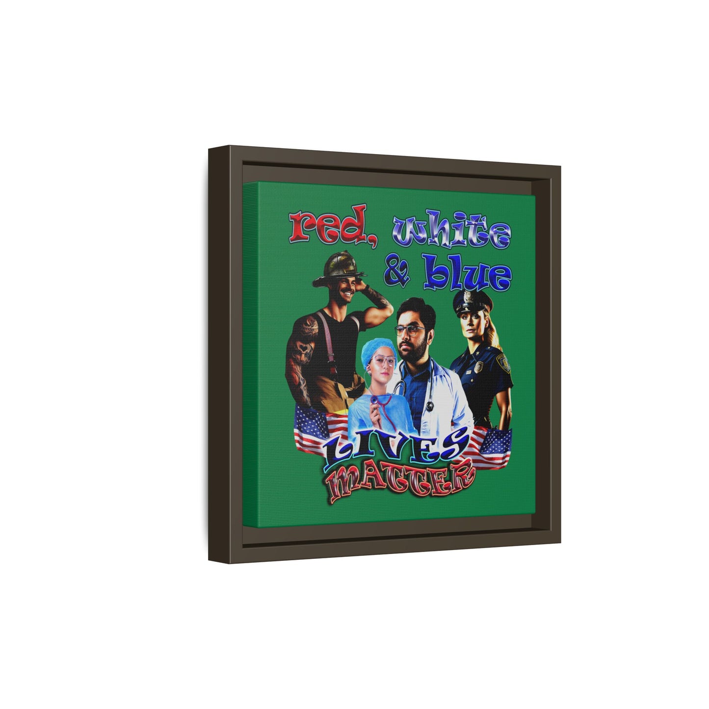 rw&b lives matter - framed canvas art (dark green)
