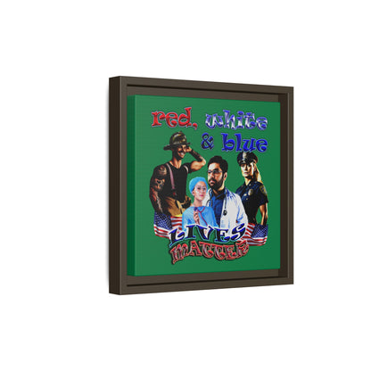 rw&b lives matter - framed canvas art (dark green)