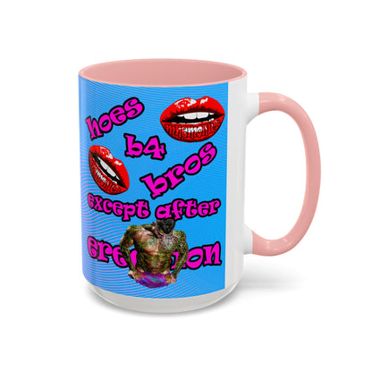 hoes b4 bros - Accent Mug (light blue-purple wave)