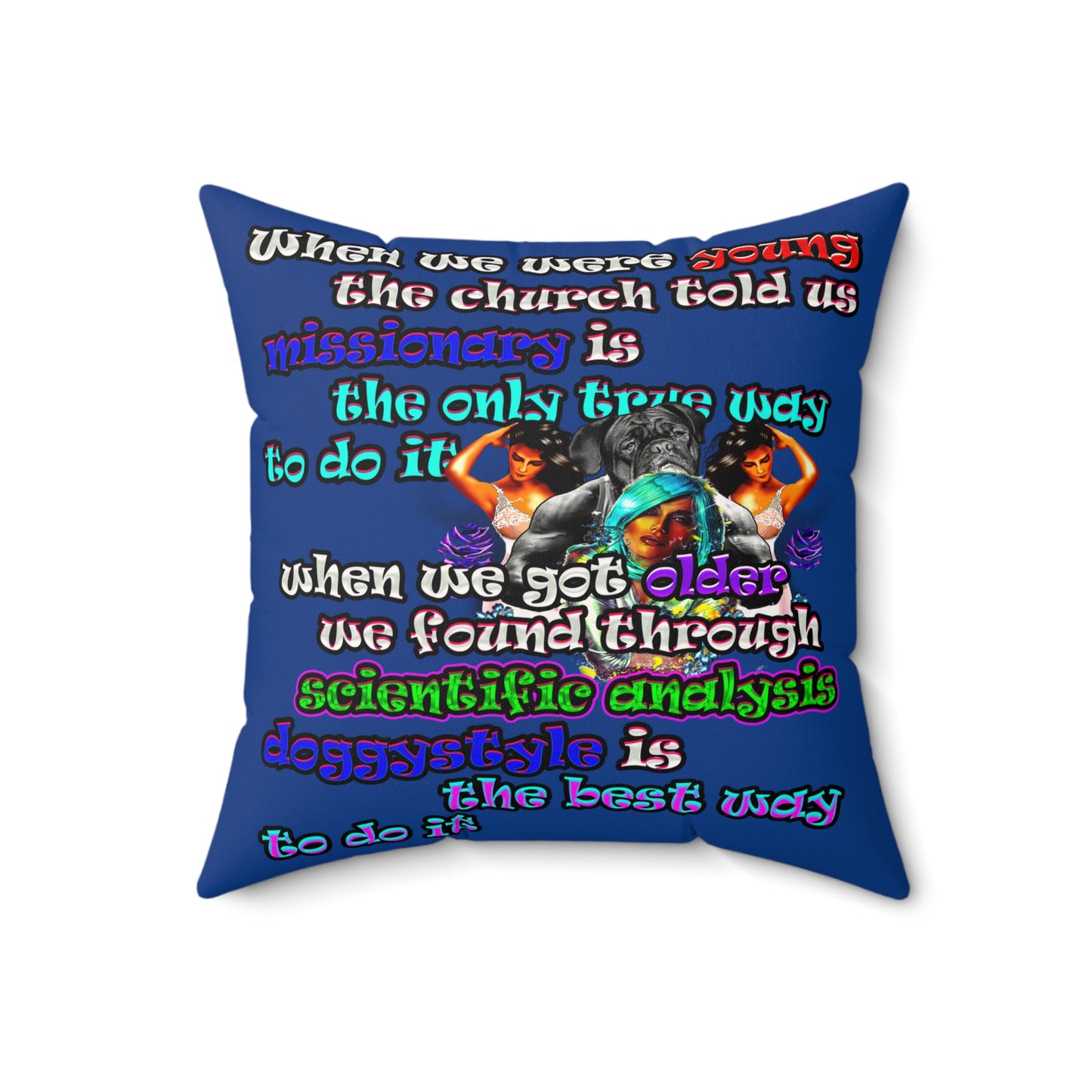 doggystyle - Faux Suede Square Pillow - (dark blue)