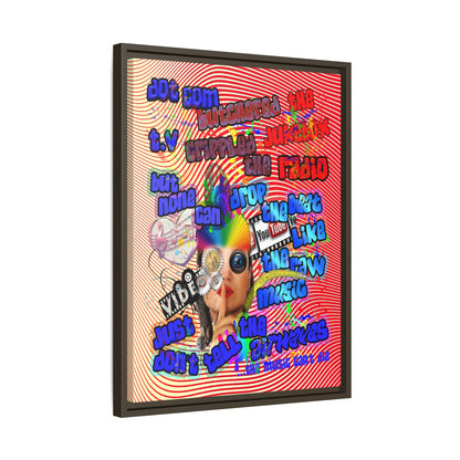 drop the beat - framed canvas art (yellow-orange wave)