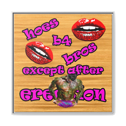hoes b4 bros - framed canvas art (butterscotch wood finish)