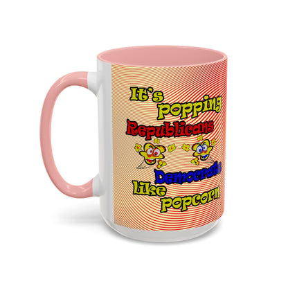popping like popcorn - Accent Mug (yellow-orange wave)