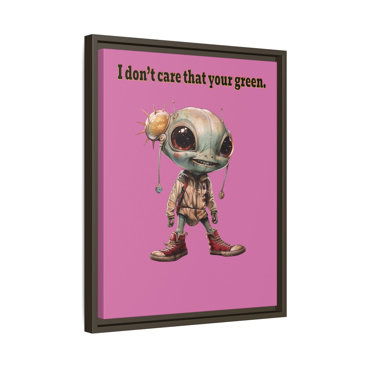 I don't care that your green - framed canvas art (light pink)