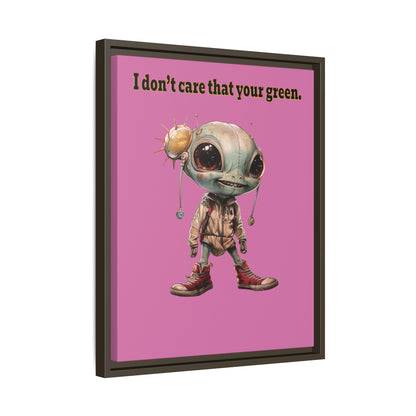 I don't care that your green - framed canvas art (light pink)