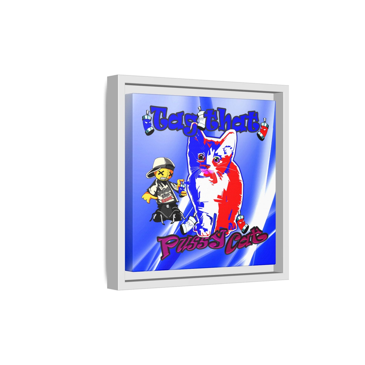 tag that - framed canvas art (blue-white wave)