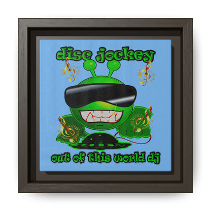 disc jockey - framed canvas art (light blue)