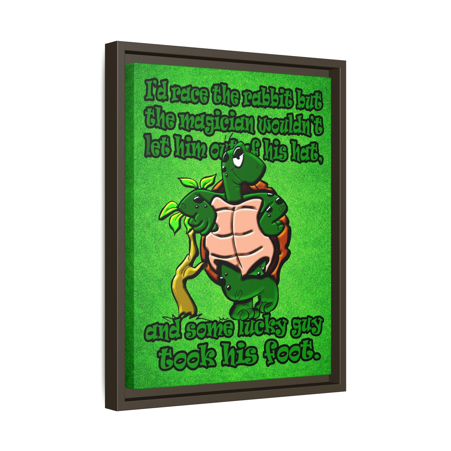 turtle race - framed canvas art (green turf)
