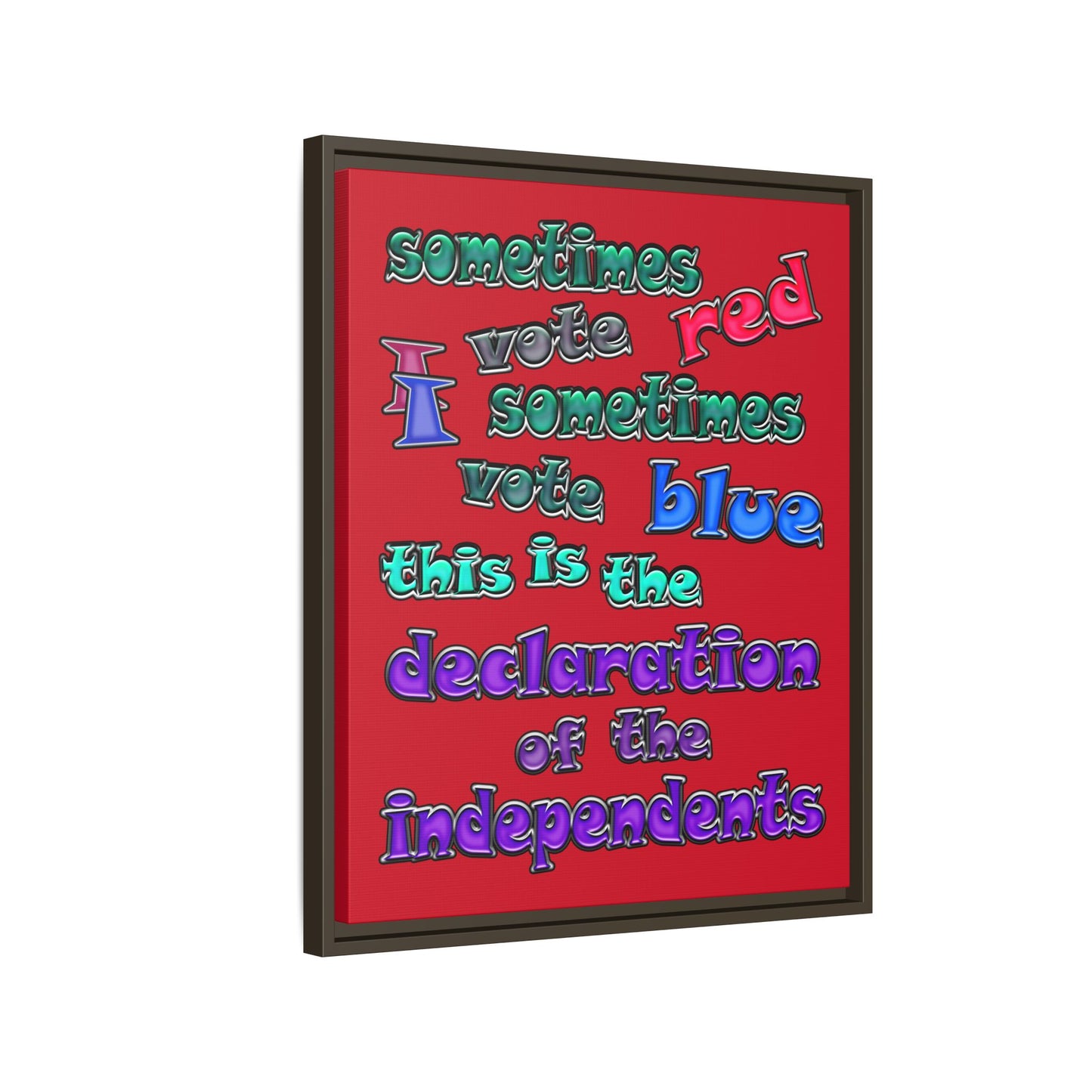 declaration of the independents - framed canvas art (dark red)